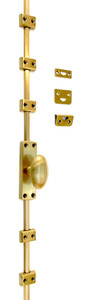 Small Cremone Bolt with Egg-Shaped Knob in Satin Brass Small Cremone Bolt with Egg-Shaped Knob in Satin Brass