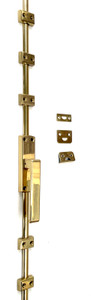 Small Cremone Bolt with Contemporary Lever in Polished Brass, Lacquered