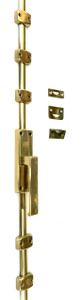 Large Cremone Bolt with Contemporary Lever in Polished Brass, Unlacquered Large Cremone Bolt with Contemporary Lever in Polished Brass, Unlacquered