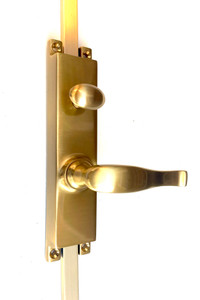 Frank Allart Tall Thumbturn Cremone Bolt in Satin Brass, Lacquered