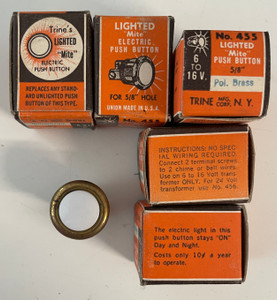 Trine No. 455 Lighted Mite Push Button 5/8" Door Bell Pol. Brass