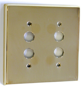 2 Gang Pushbutton Switch Plate in Polished Brass, Unlacquered 2 Gang Pushbutton Switch Plate in Polished Brass, Unlacquered