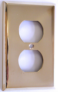 Duplex Receptacle Plate in Polished Brass, Unlacquered Duplex Receptacle Plate in Polished Brass, Unlacquered