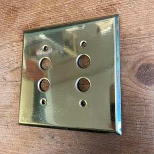 2 Gang Pushbutton Switch Plate in Polished Brass 2 Gang Pushbutton Switch Plate in Polished Brass