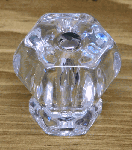 Large Hexagonal Crystal Glass Knob