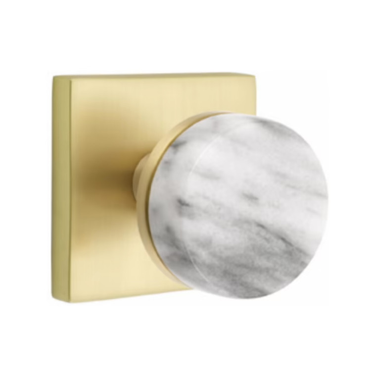 Customizable Emtek Select White Marble Knob With Choice Backset