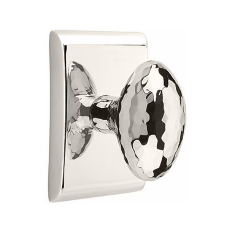 Customizable Emtek Modern Designer Brass Hammered Egg Knob With Choice Backset