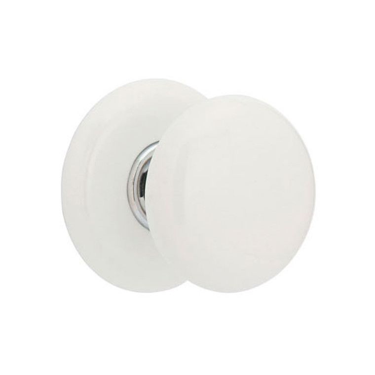 Customizable Emtek Ice White Porcelain Knob With Choice Backset & Porcelain Rosette