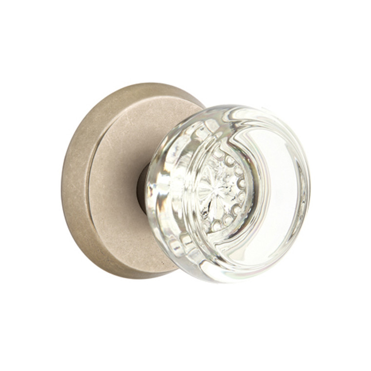 Customizable Emtek Georgetown Glass Knob With Choice Backset & Sandcast Bronze Rosette