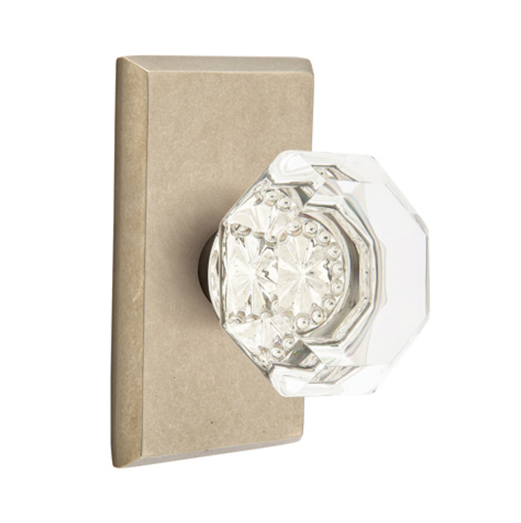 Customizable Emtek Old Town Glass Knob With Choice Backset & Sandcast Bronze Rosette