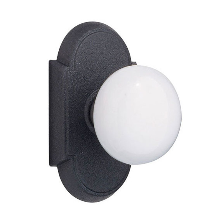 Customizable Emtek Wrought Steel Madison Ivory Knob With Choice Backset