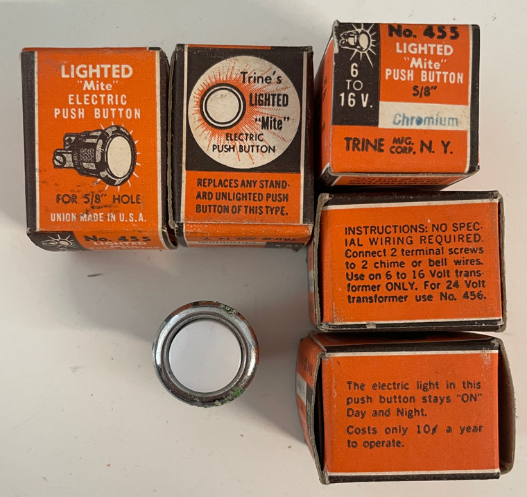 Trine No. 455 Lighted Mite Push Button 5/8" Door Bell Chromium