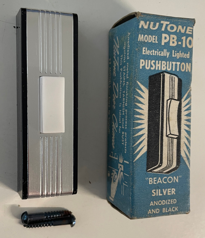 NuTone PB-10 Electrically Lighted Pushbutton Beacon Silver Anodized And Black Door Bell