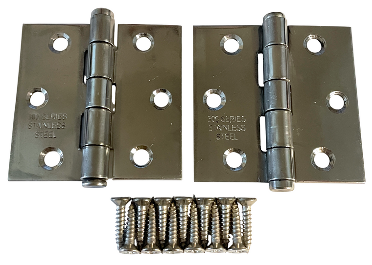 2-1/2" x 2-1/2" Stainless Steel Hinges With Removable Pins