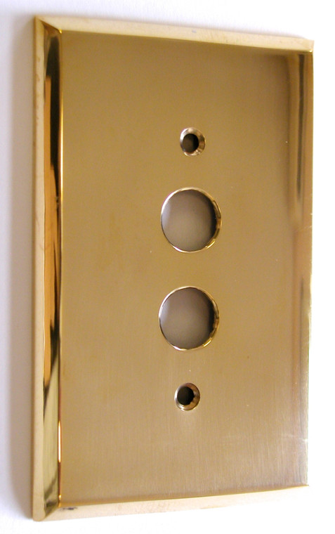 Pushbutton Switch Plate in Polished Brass, Unlacquered