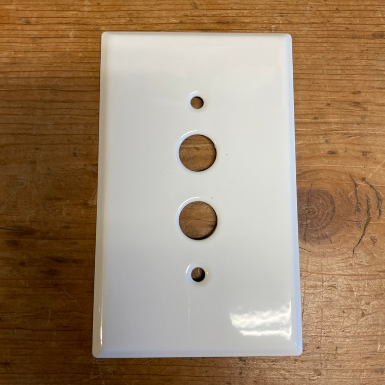 Single Gang Pushbutton Switch Plate in White Painted Steel