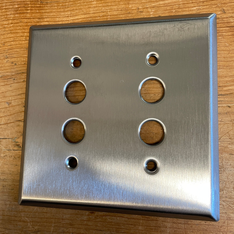 2 Gang Pushbutton Switch Plate in Stainless Steel