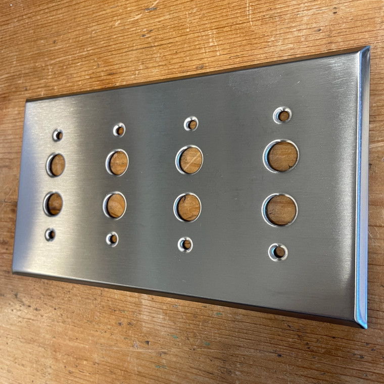 4 Gang Pushbutton Switch Plate in Stainless Steel