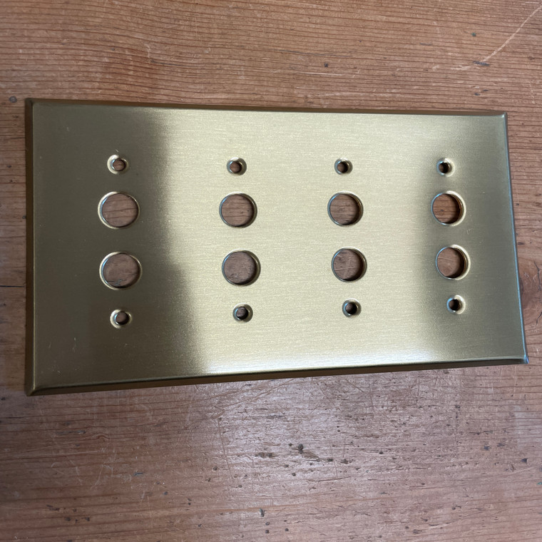 4 Gang Pushbutton Switch Plate in Brushed Brass