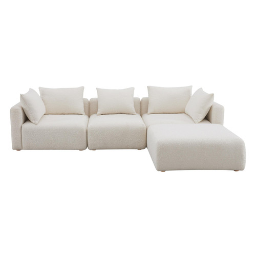 Hangover Cream Boucle 4-Piece Modular Sectional | BeBoldFurniture
