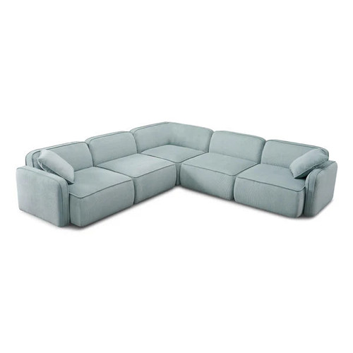 Travie Light Green Performance Corduroy Velvet Modular L-Sectional | BeBoldFurniture