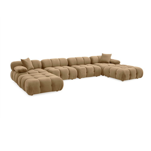 Calliope Cafe Au Lait Performance Velvet 6-piece Modular U-Sectional | BeBoldFurniture