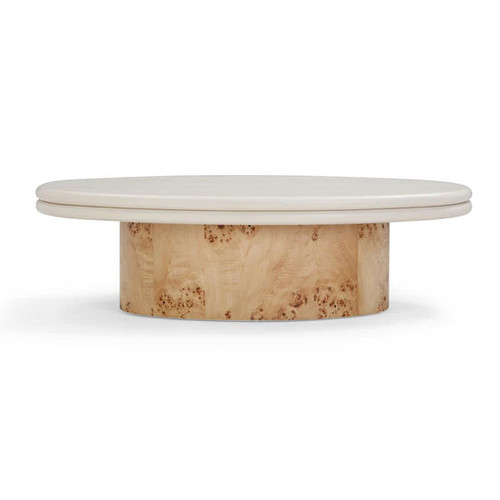 Tanner Natural Burl and Cream Ash Coffee Table | BeBoldFurniture