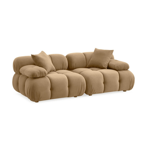 Calliope Cafe Au Lait Performance Velvet Modular Loveseat | BeBoldFurniture