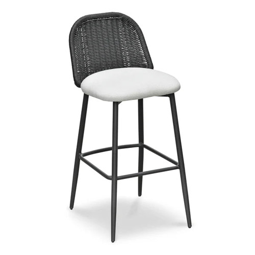 Alexa Black Rattan Performance Fabric Barstool | BeBoldFurniture