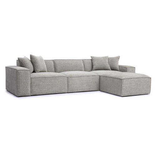Mindy Taupe Chenille Basketweave Modular Sectional | BeBoldFurniture