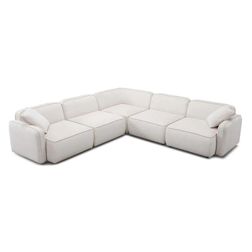 Travie White Sand Performance Corduroy Velvet Modular L-Sectional | BeBoldFurniture