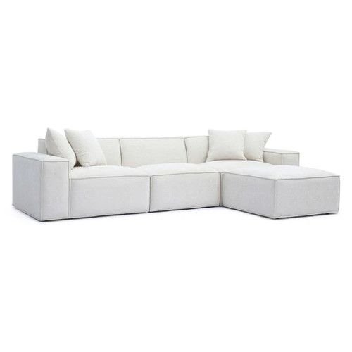 Mindy Cream Chenille Basketweave Modular Sectional | BeBoldFurniture