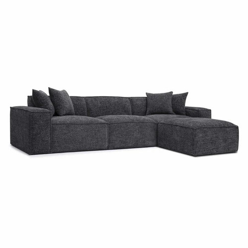 Mindy Charcoal Chenille Basketweave Modular Sectional | BeBoldFurniture