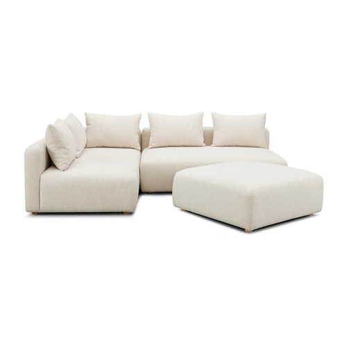 Hangover Cream Heavy Textured Fabric 4-Piece Modular Chaise Sectional | BeBoldFurniture