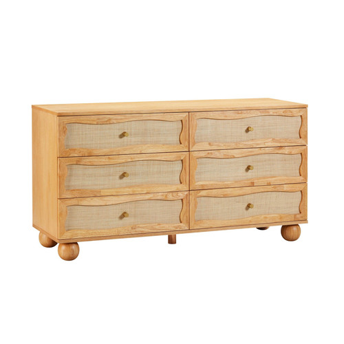 Grappa Natural Wood & Rattan Wavy Dresser | BeBoldFurniture