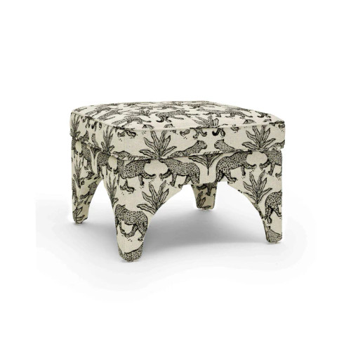 Raji Leopard Performance Jacquard Ottoman