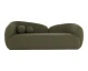 Esme curved boucle sofa in Copenhagen Olive boucle fabric with matching spherical cushions | Be Bold Furniture.