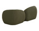 Esme curved boucle sofa in Copenhagen Olive boucle fabric with matching spherical cushions | Be Bold Furniture.