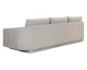 Gannon curved fabric sofa upholstered in Ernst Sandstone with a modern silhouette and fully upholstered base by Be Bold Furniture.