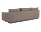 Gannon curved fabric sofa upholstered in Ernst Sandstone with a modern silhouette and fully upholstered base by Be Bold Furniture.