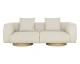 Mattis modern fabric sofa in Santa Cruz Oatmeal with rounded light oak veneer bases and a contemporary upholstered design by Be Bold Furniture.