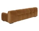 Romy tufted fabric sofa in Meg Gold with distressed brown solid beech wood legs and a contemporary upholstered design by Be Bold Furniture.