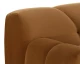 Romy tufted fabric sofa in Meg Gold with distressed brown solid beech wood legs and a contemporary upholstered design by Be Bold Furniture.