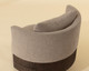 Bastille swivel lounge chair upholstered in Rhine Sandbank fabric with a chiselled solid oak backrest and 360-degree swivel base by Be Bold Furniture.