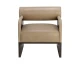 Coburn lounge chair upholstered in Sahara Sand semi-aniline leather with rustic oak wood legs and a bolster back by Be Bold Furniture.