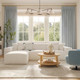 Mindy Cream Chenille Basketweave Modular Sofa | BeBoldFurniture