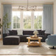 Mindy Charcoal Chenille Basketweave Modular Loveseat | BeBoldFurniture