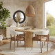 Vina Cognac Performance Vegan Leather and Cream Textured Weave Dining Chair