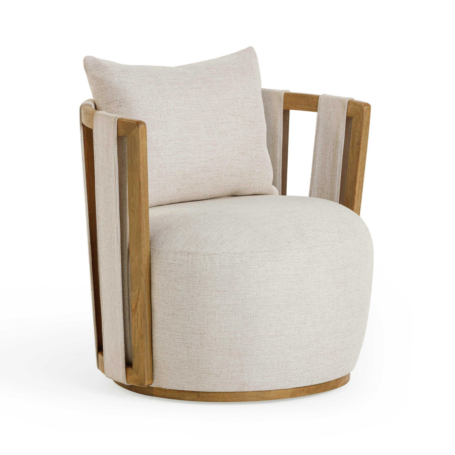 Paolo Cream Textured Weave Swivel Chair | BeBoldFurniture