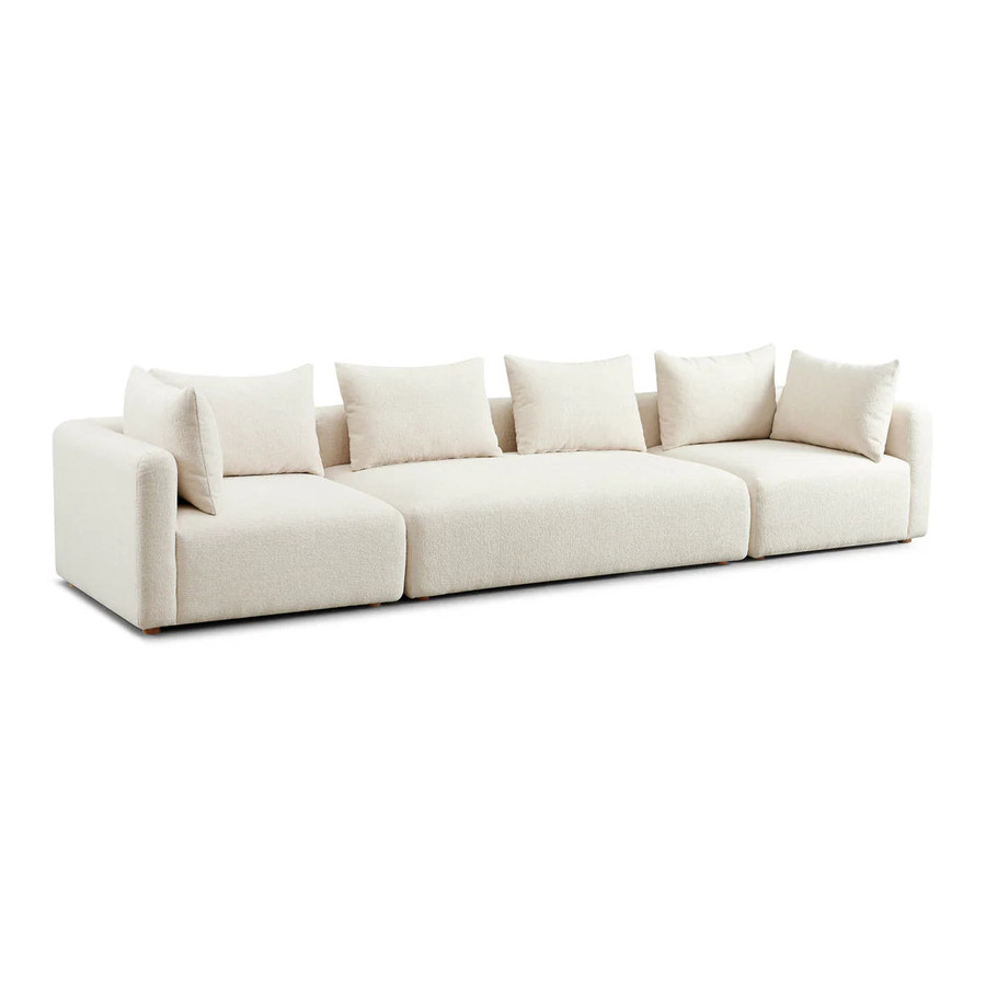 Hangover Cream Heavy Textured Fabric 145" Long Sofa | BeBoldFurniture